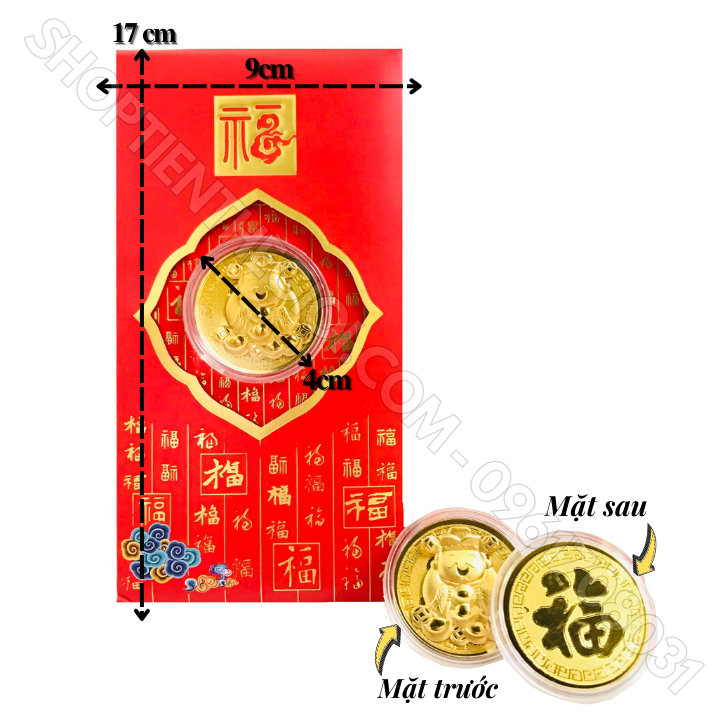 Combo 20 Bao Lì Xì Đồng Xu Thần Tài Cute Mạ Vàng - SP005984